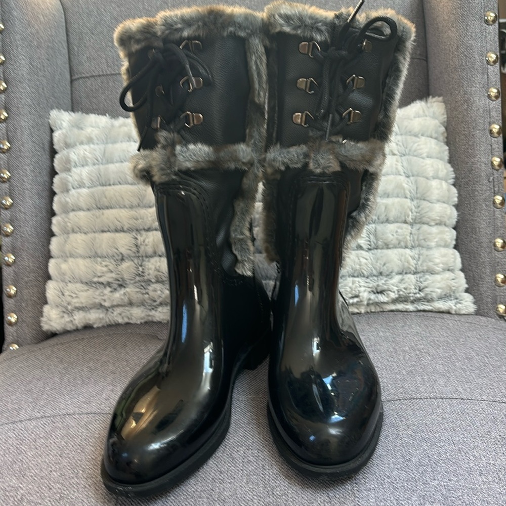 Stuart Weizmann faux-fur trimmed rain,winter‎ boots